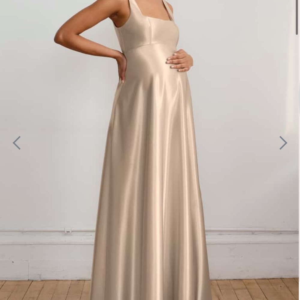 Jenny Yoo Satin Cream Maxi Dress